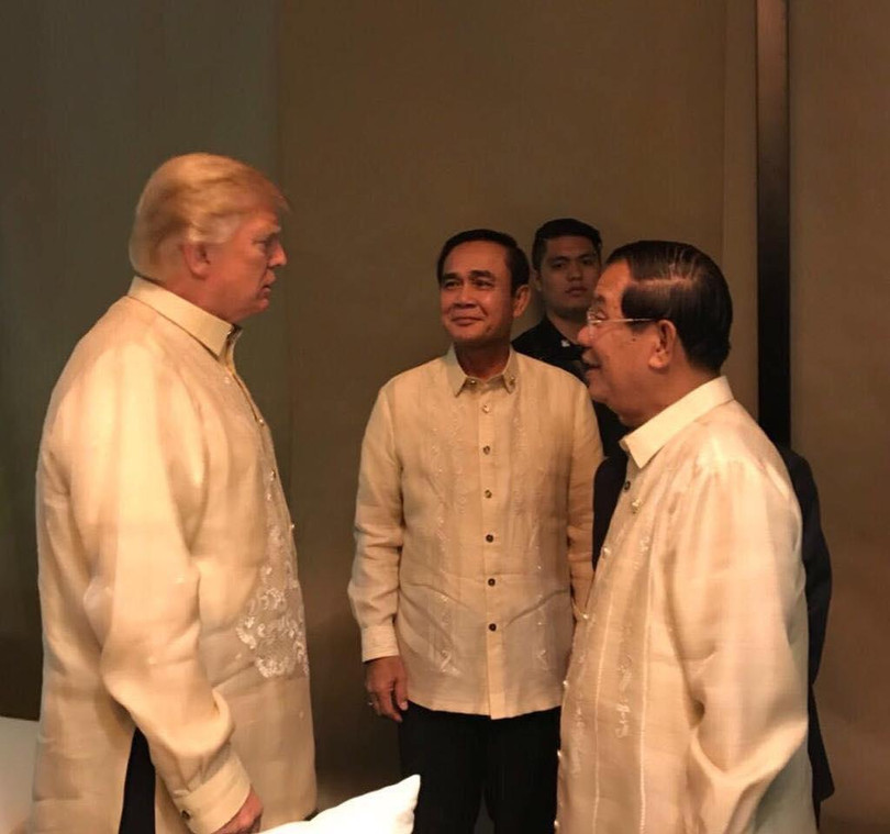 Ảnh Thủ tướng Hunsen gặp ông Donald Trump được ông Hunsen công bố trên mạng xã hội (Ảnh: Guancha).