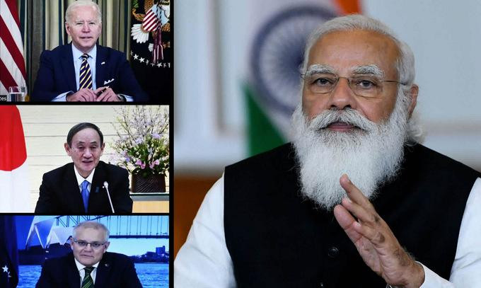 Thủ tướng Ấn Độ Narendra Modi (phải) trong hội nghị thượng đỉnh nhóm Bộ Tứ. Ảnh: AP. Thủ tướng Ấn Độ Narendra Modi (phải) trong hội nghị thượng đỉnh nhóm Bộ Tứ. Ảnh: AP.