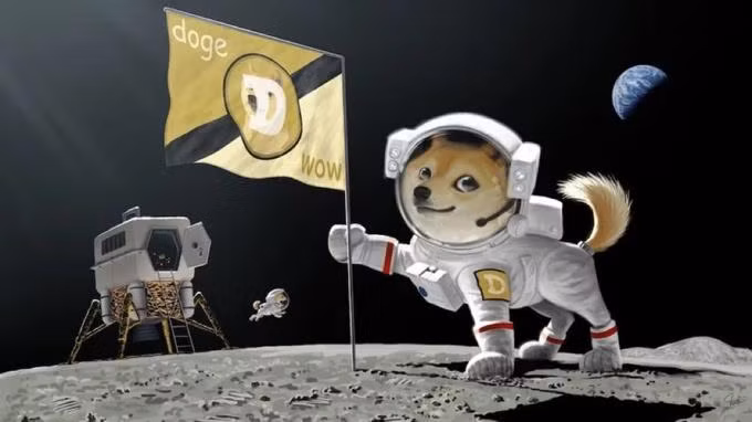 Ngày 24/2, Musk đăng ảnh chế về chú cho Shiba cắm cờ tiền ảo Dogecoin trên mặt trăng khiến giá tiền ảo này tăng đột biến.
