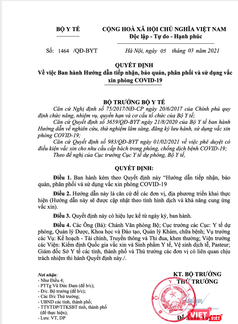 Công văn do Thứ trưởng Bộ Y tế Đỗ Xuân Tuyên ký chiều nay, 5/3 Công văn do Thứ trưởng Bộ Y tế Đỗ Xuân Tuyên ký chiều nay, 5/3