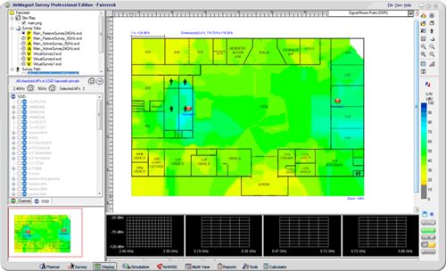 Bản đồ mức sóng không dây được đo bằng công cụ AirMagnet Survey.