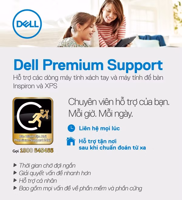 Premium Support là dịch vụ bảo hành dành riêng cho người dùng máy tính Dell XPS và Inspiron.