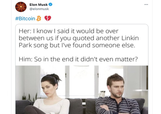 Elon Musk đăng tweet ám chỉ sẽ bán Bitcoin. Ảnh: Twitter