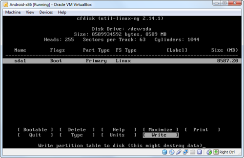Thiết lập định dạng cho phân vùng muốn cài Android.