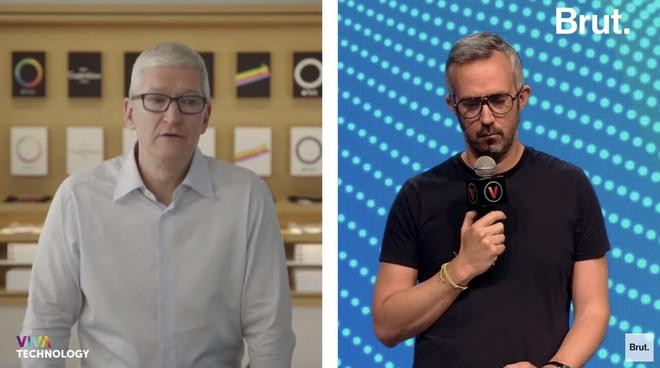 Tim Cook trong cuộc phỏng vấn tại hội nghị VivaTech ở châu Âu.