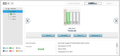 Thử nghiệm với hệ thống NAS QNAP TS-451 với hai ổ IronWolf cấu hình theo chuẩn RAID 1.