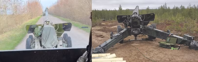 Pháo xe kéo "Hyacinth-B" của Phần Lan ở Ukraine. Ảnh Military Ukraine.