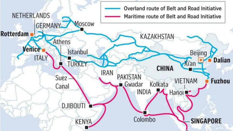 Sáng kiến “Vành đai và Con đường” (BRI) của Trung Quốc đã trở thành thách thức đối với Mỹ và các nước phương Tây. (Ảnh: Nikkei Asia).