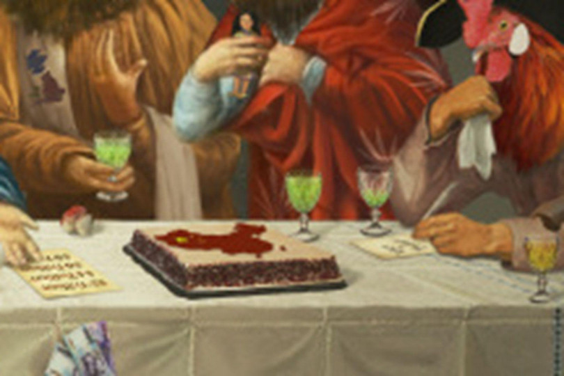 Trong tranh, Trung Quốc trở thành chiếc bánh ga-tô để các nhà lãnh đạo G7 ăn nhậu (Ảnh: Đa Chiều).