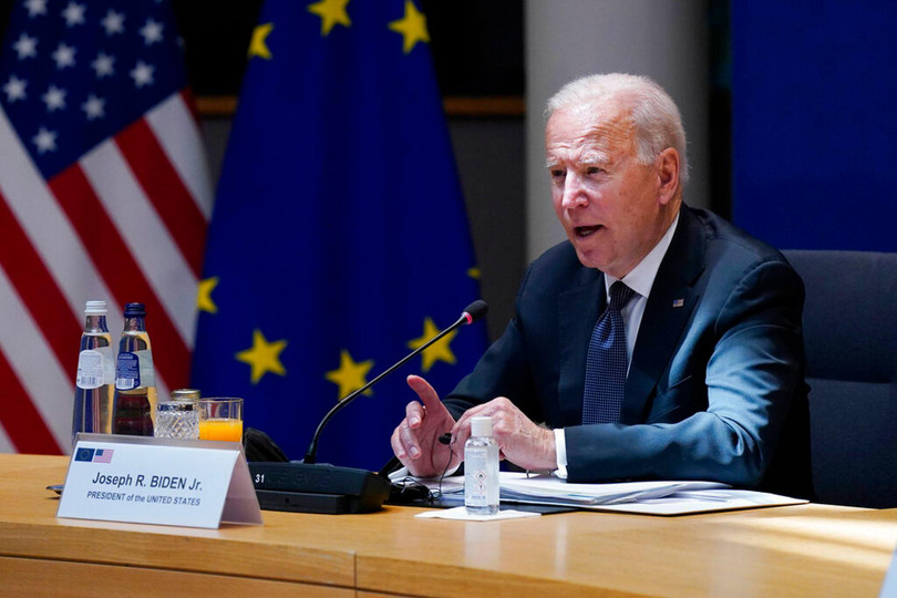 Tổng thống Mỹ Joe Biden phát biểu tại Hội nghị thượng đỉnh Mỹ-EU (Ảnh: AP) Tổng thống Mỹ Joe Biden phát biểu tại Hội nghị thượng đỉnh Mỹ-EU (Ảnh: AP)