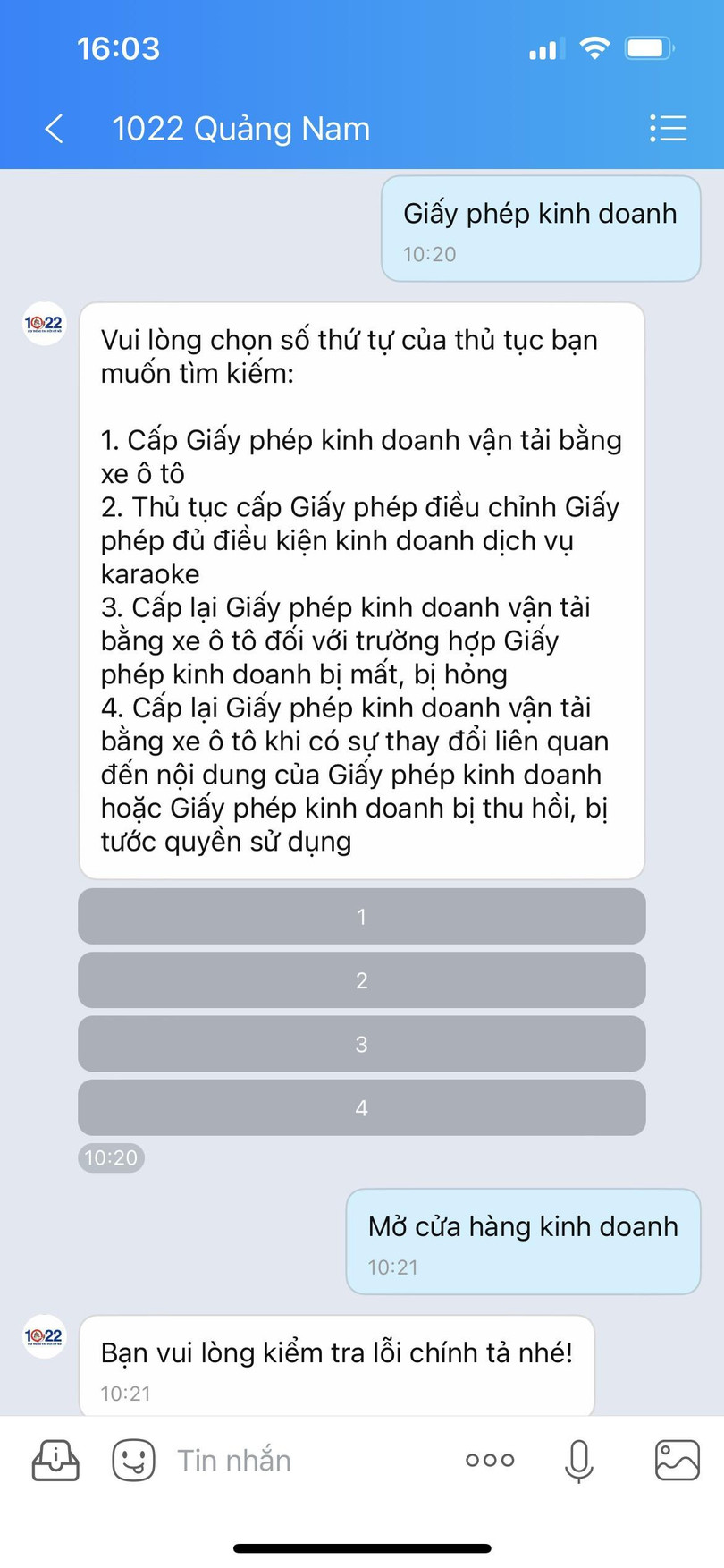 Người dùng sẽ được tự động trả lời các thủ tục hành chính Người dùng sẽ được tự động trả lời các thủ tục hành chính