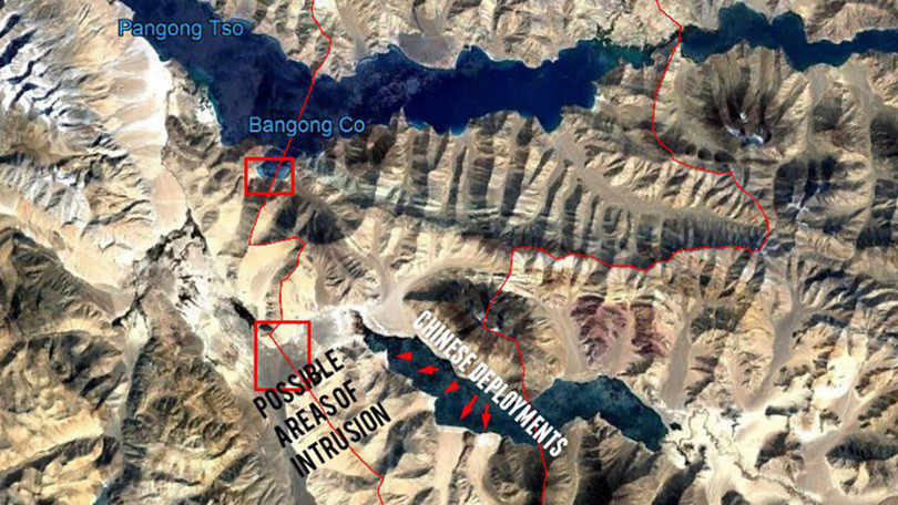 Bản đồ do Bộ Quốc phòng Ấn Độ công bố cho thấy quân đội Trung Quốc lấn sang phía lãnh thổ Ấn Độ (Ảnh: Đa Chiều).