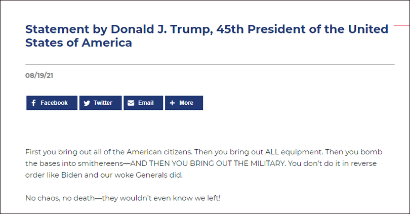 Ông Donald Trump phê phán kế hoạch rút khỏi Afghanistan của Tổng thống Joe Biden (Ảnh: guancha). Ông Donald Trump phê phán kế hoạch rút khỏi Afghanistan của Tổng thống Joe Biden (Ảnh: guancha).