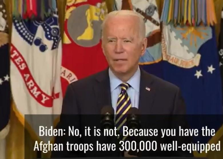 Khi tuyên bố rút quân, ông Biden khẳng định Taliban không thể quay lại vì có 300 ngàn lính quân đội Afghanistan (Ảnh: Đông Phương).