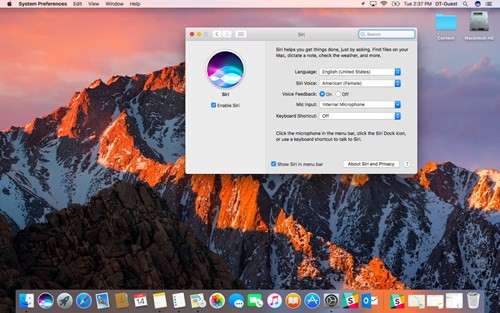 Siri là một trong những tính năng nổi bật được tích hợp trên macOS Sierra.