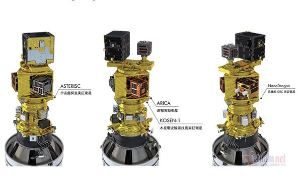Vệ tinh NanoDragon khi được gắn trên tên lửa Epsilon số 5 của Nhật Bản.