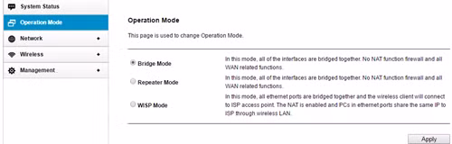 TOTOLINK N9 cung cấp 3 chế độ hoạt động, nhưng mặc định thiết lập vận hành ở chế độ Bridge. TOTOLINK N9 cung cấp 3 chế độ hoạt động, nhưng mặc định thiết lập vận hành ở chế độ Bridge.