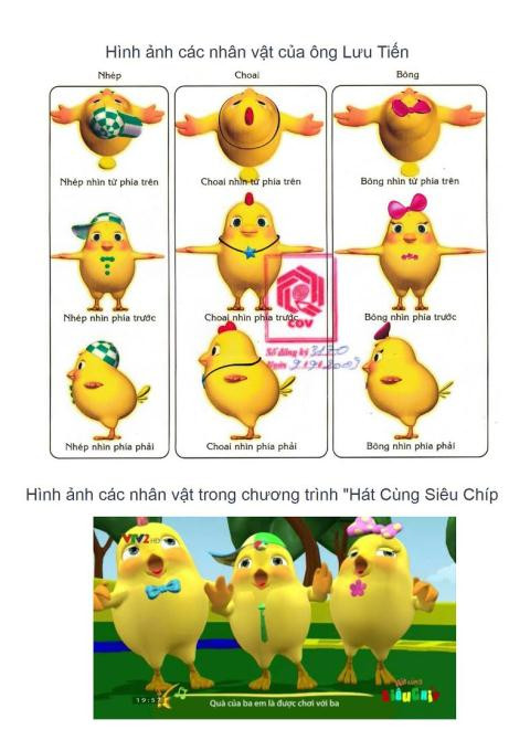 Họa sỹ Tiến so sánh các nhân vật trong "Hát cùng Siêu Chíp" với bản gốc của mình.