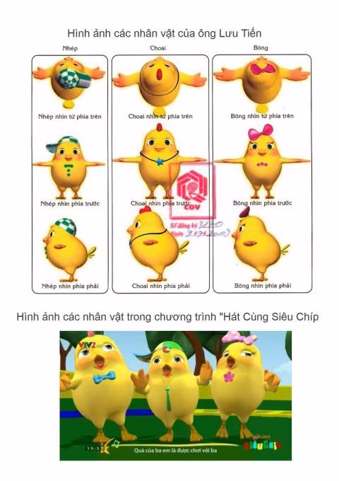 Họa sỹ Tiến so sánh các nhân vật trong "Hát cùng Siêu Chíp" với bản gốc của mình.