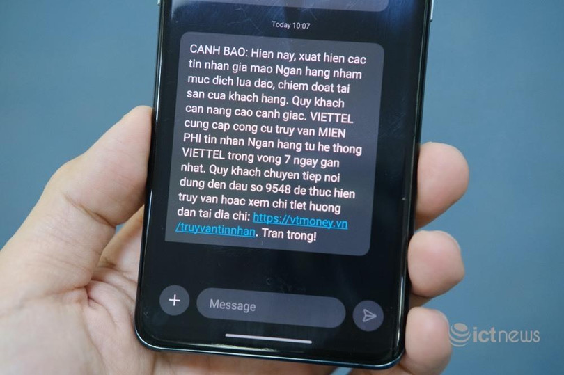 Tin nhắn cảnh báo lừa đảo do Viettel gửi sáng nay 26/1. (Ảnh: H.Đ)