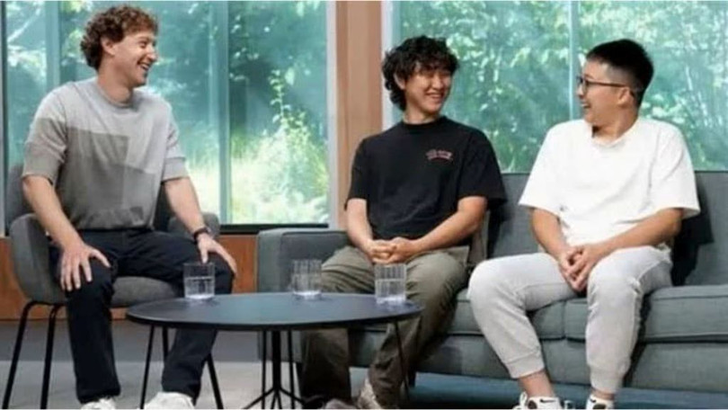 Bộ ba quyền lực AI tại Meta: Mark Zuckerberg, Alexandr Wang và Zhao Shengjia (từ trái qua phải). Ảnh: QQnews.