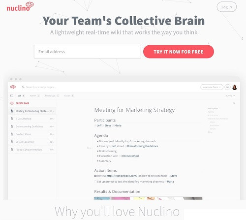 Nuclino hoạt động trên nền tảng đám mây