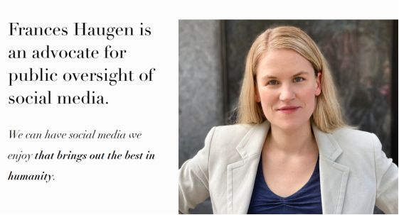 Frances Haugen, người được biết đến với biệt danh "người tố cáo Facebook". (Ảnh: 163.com).