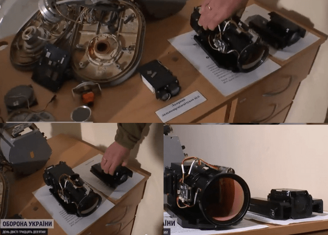 Camera do Israel sản xuất trên chiếc Mohajer-6 được Ukraine tháo dỡ (Ảnh: Sohu).