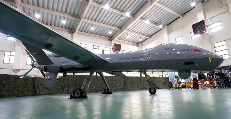 UAV cỡ lớn Tengyun (Đằng Vân) được trưng bày (Ảnh: Chinatimes).