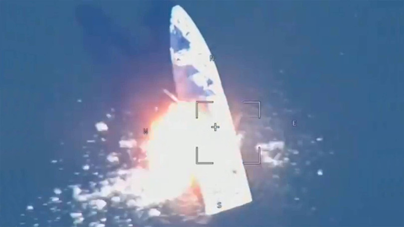 Chiếc pháo hạm lớp Gyurza-M của Ukraine bị đánh trúng (Ảnh: Thedrive).