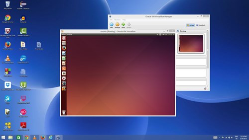 Máy ảo Ubuntu đang chạy trên máy thật Windows.