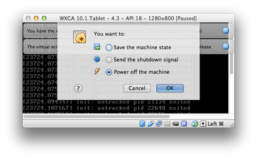 Các tùy chọn khi bạn tắt cửa sổ máy ảo.