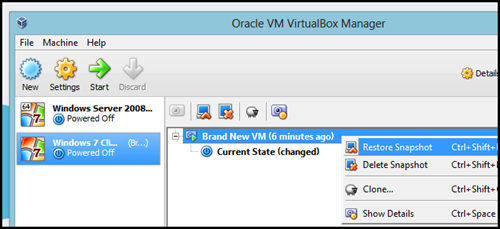 Tùy chọn Restore Snapshot để khôi phục lại hệ điều hành máy ảo về trạng thái trước khi bị virus xâm nhập.
