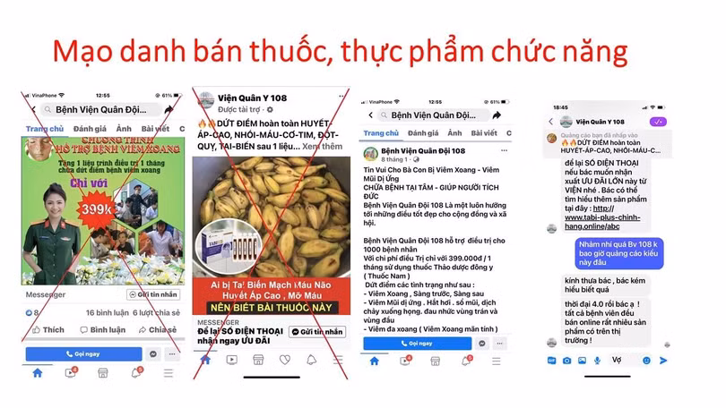 Một trong nhiều quảng cáo mạo danh Bệnh viện Trung ương Quân đội 108