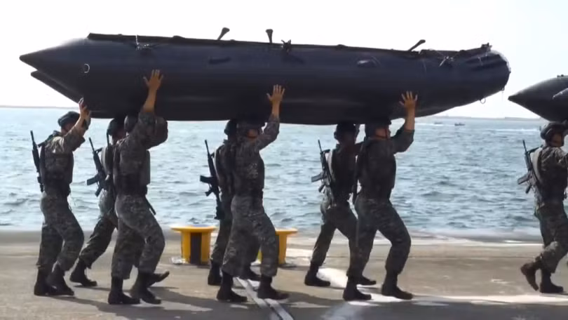 Lính thủy đánh bộ Đài Loan huấn luyện tại căn cứ Mỹ ở Guam (Ảnh: Sina).