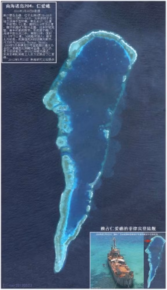 Bãi Vũng Mây đang trở thành một điểm nóng tranh chấp Trung Quốc-Philippines (Ảnh: Chinanews).