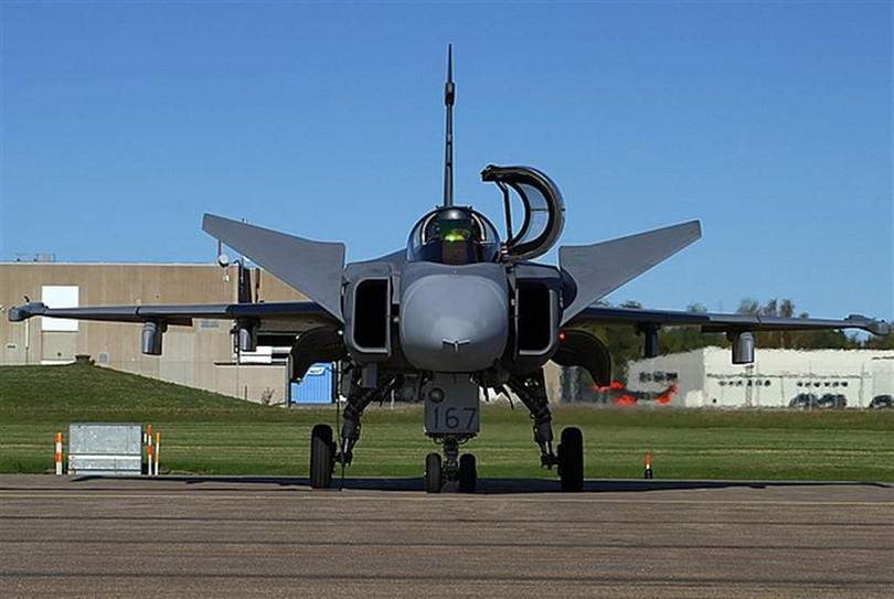 JAS-39 Gripen nhìn từ phía trước (Ảnh: Chinatimes).