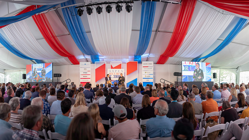 Quang cảnh phòng họp Diễn đàn An ninh Aspen ngày 3/11 khi ông Milley đang trả lời các câu hỏi (Ảnh: Aspen Institute). Quang cảnh phòng họp Diễn đàn An ninh Aspen ngày 3/11 khi ông Milley đang trả lời các câu hỏi (Ảnh: Aspen Institute).
