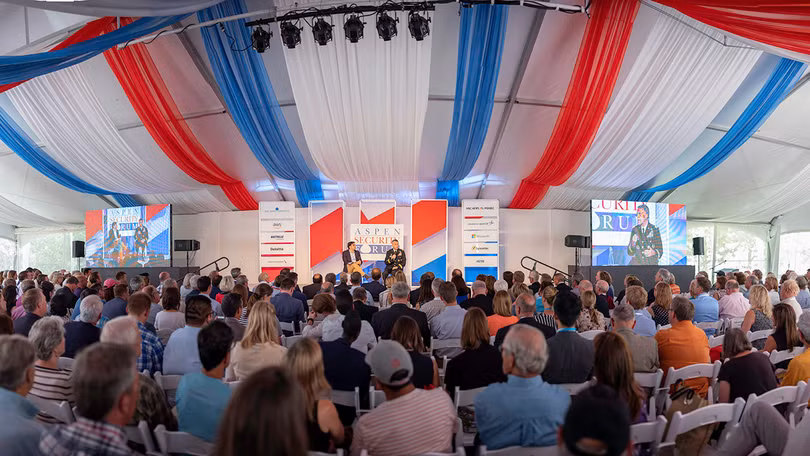 Quang cảnh phòng họp Diễn đàn An ninh Aspen ngày 3/11 khi ông Milley đang trả lời các câu hỏi (Ảnh: Aspen Institute).