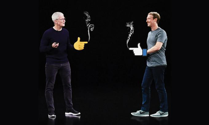 Facebook và Apple đối đầu nhau. Ảnh: WSJ Facebook và Apple đối đầu nhau. Ảnh: WSJ