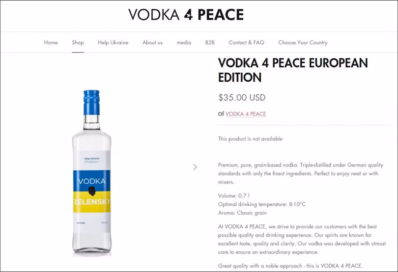 Rượu Vodka "Zelensky" của một Công ty Thụy Sĩ (Ảnh: Guancha).