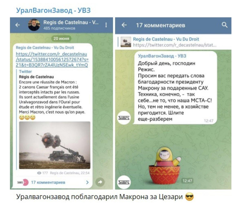 Ông Regis de Castelnau thông báo hai cỗ pháo tự hành Caesar viện trợ Ukraine đã bị rơi vào tay quân Nga.