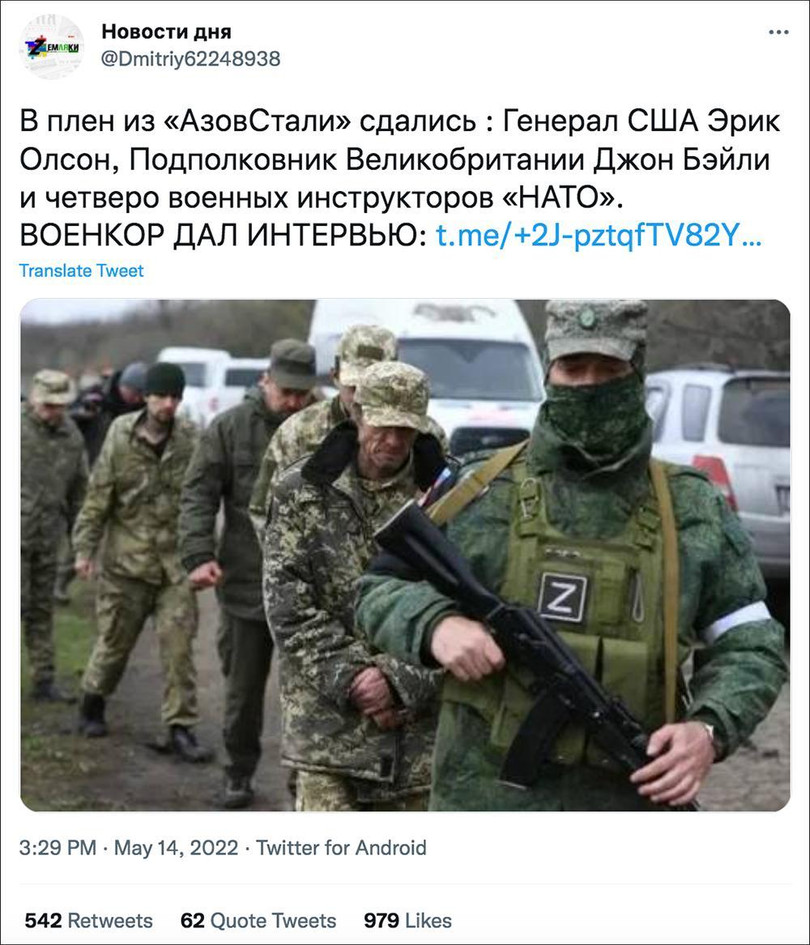 Truyền thông Nga đưa tin Eric Olson bị bắt.