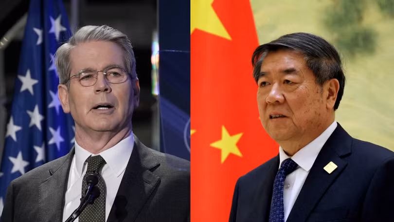 Bộ trưởng Tài chính Mỹ Scott Bessent và Phó Thủ tướng Trung Quốc Hà Lập Phong sẽ gặp nhau tại Thụy Sĩ. Ảnh: HK01.