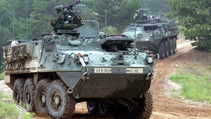 Xe thiết giáp chở quân M1126 Stryker trong gói viện trợ quân sự cho Ukraine. Ảnh Forbes. Xe thiết giáp chở quân M1126 Stryker trong gói viện trợ quân sự cho Ukraine. Ảnh Forbes.