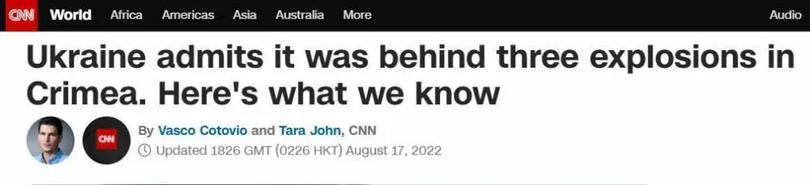 CNN đưa tin Ukraine ngầm thừa nhận đứng sau ba vụ nổ ở Crimea.