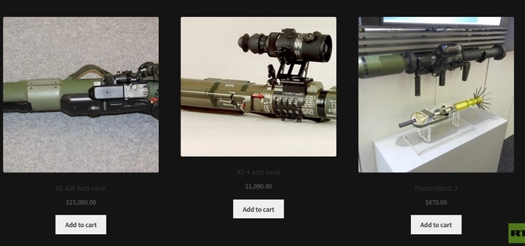 Các loại vũ khí chống tăng phương Tây viện trợ Ukraine được rao bán trên mạng (Ảnh: RT).