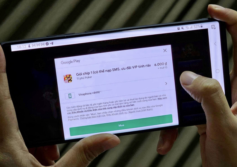 Tài khoản viễn thông cũng có thể thanh toán cho game bài trên kho ứng dụng Google Play. Tài khoản viễn thông cũng có thể thanh toán cho game bài trên kho ứng dụng Google Play.