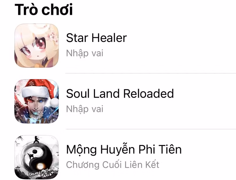 Nhiều game lậu Trung Quốc phát hành vào thị trường Việt Nam trên các kho ứng dụng. Ảnh chụp màn hình