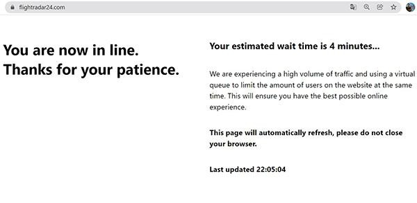 Người dùng phải mất tối thiểu 5 phút xếp hàng đợi để truy cập vào website này.